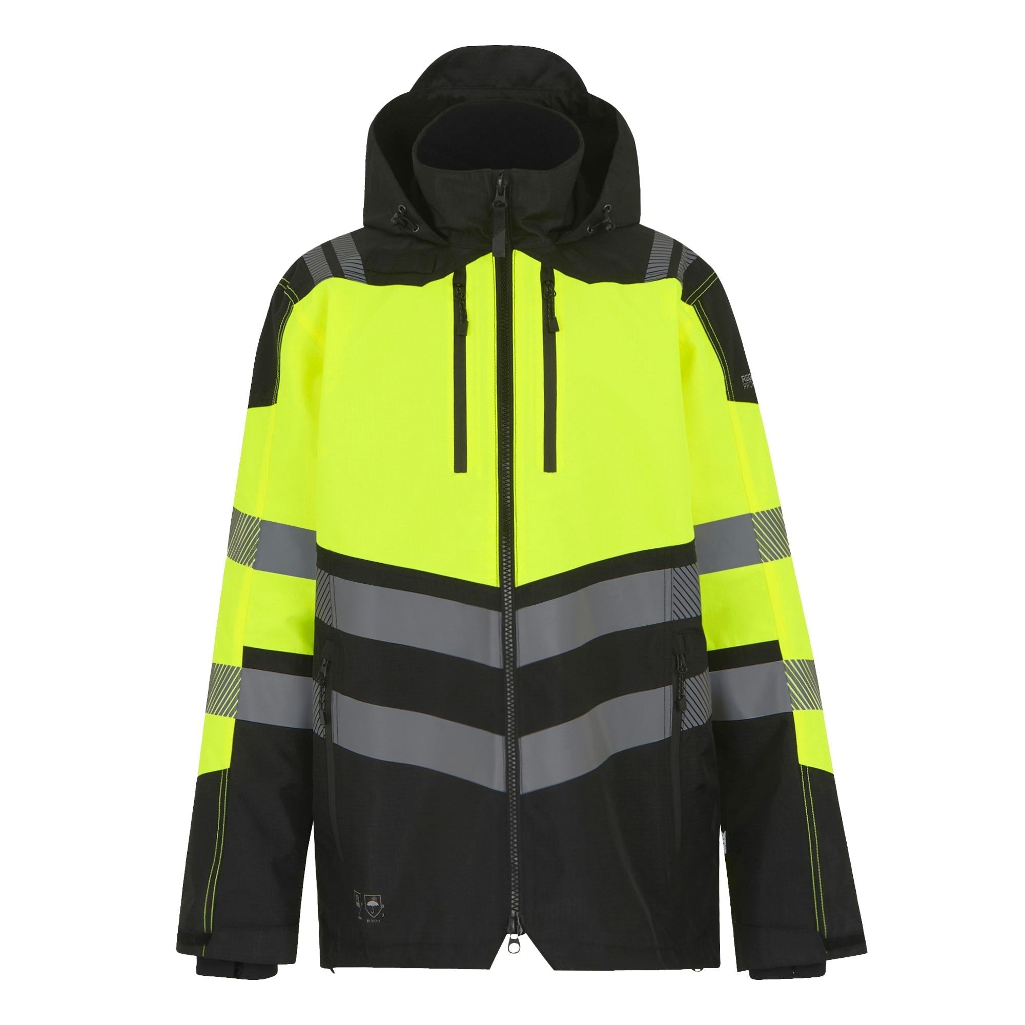 Regatta Hi-Vis X-Pro yellow/black waterproof work shell jacket coat #TRW550
