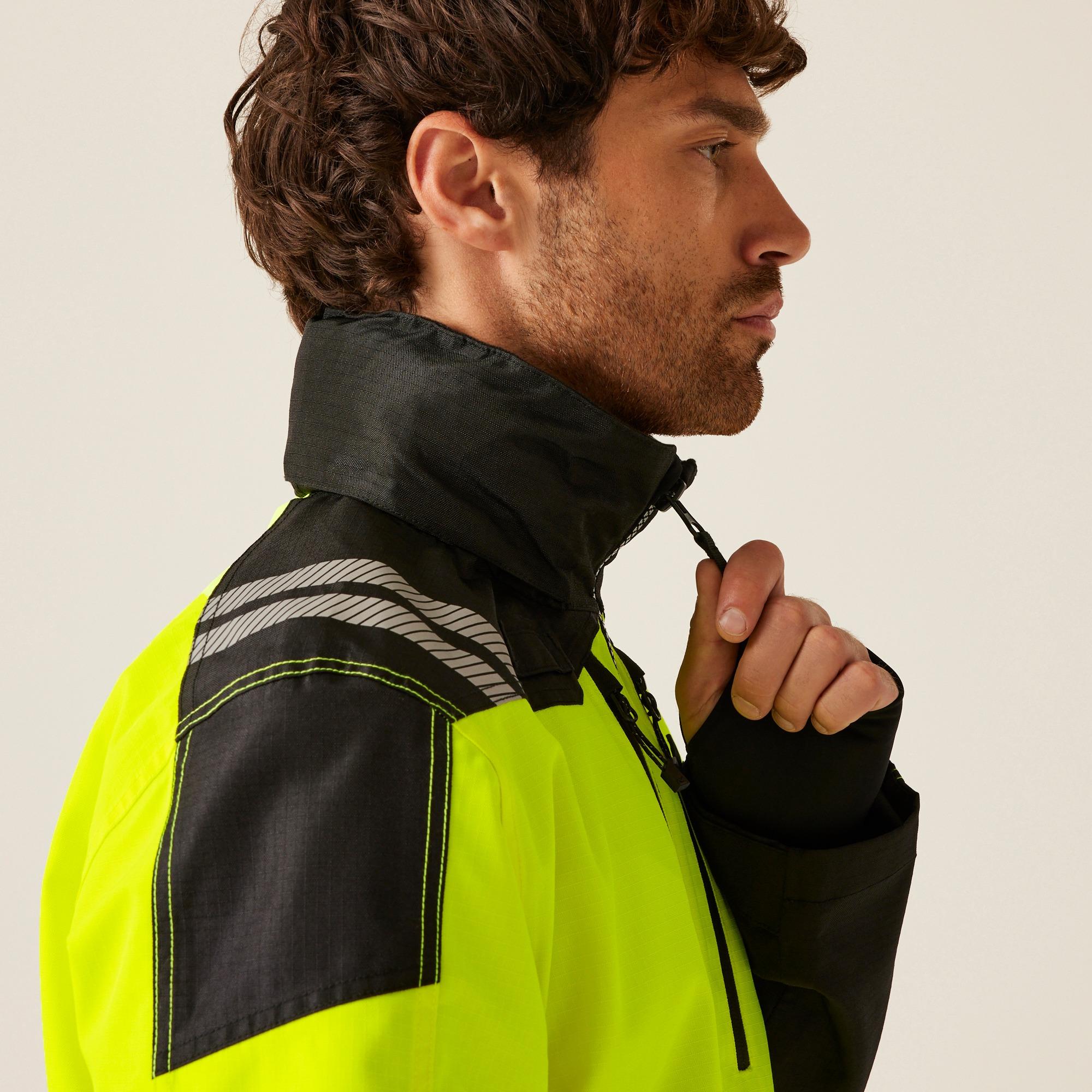 Regatta Hi-Vis X-Pro yellow/black waterproof work shell jacket coat #TRW550