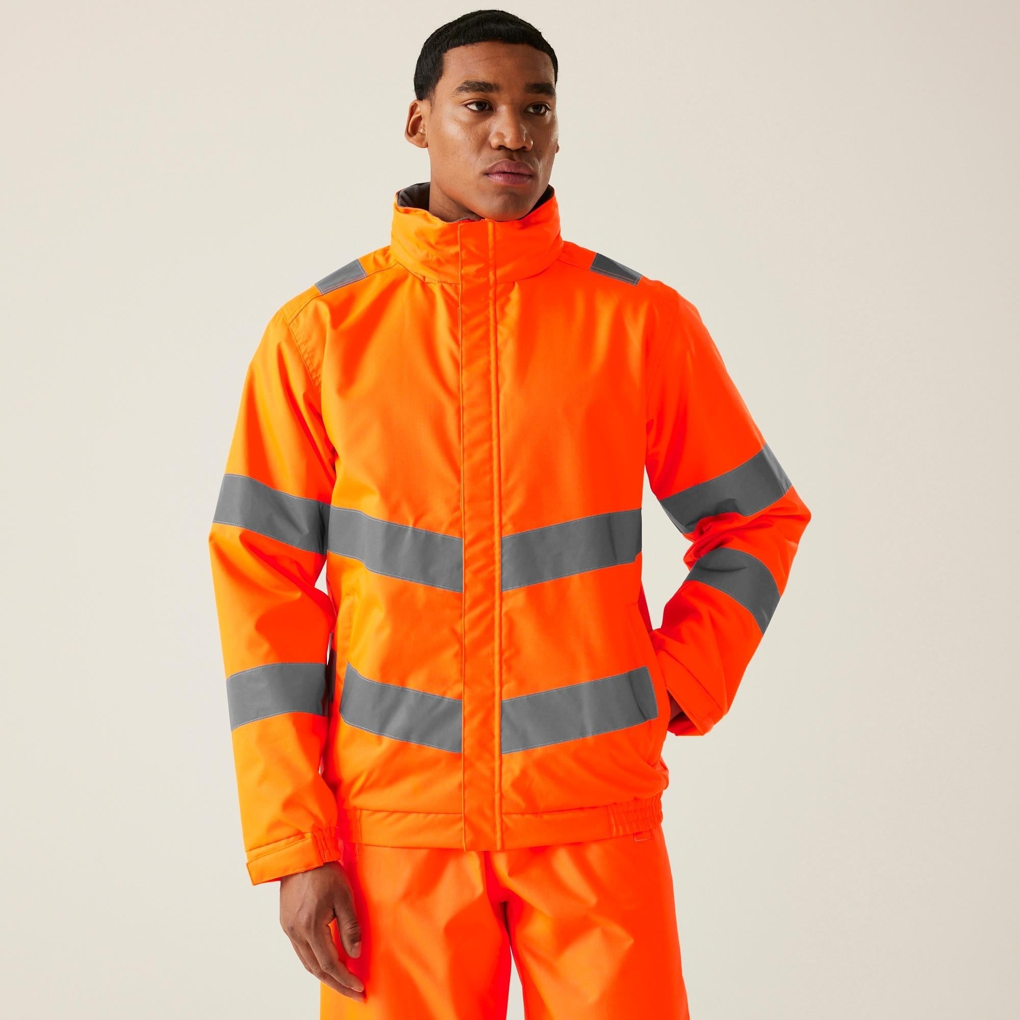 Regatta Pro Contract Dover high visibility orange waterproof work coat