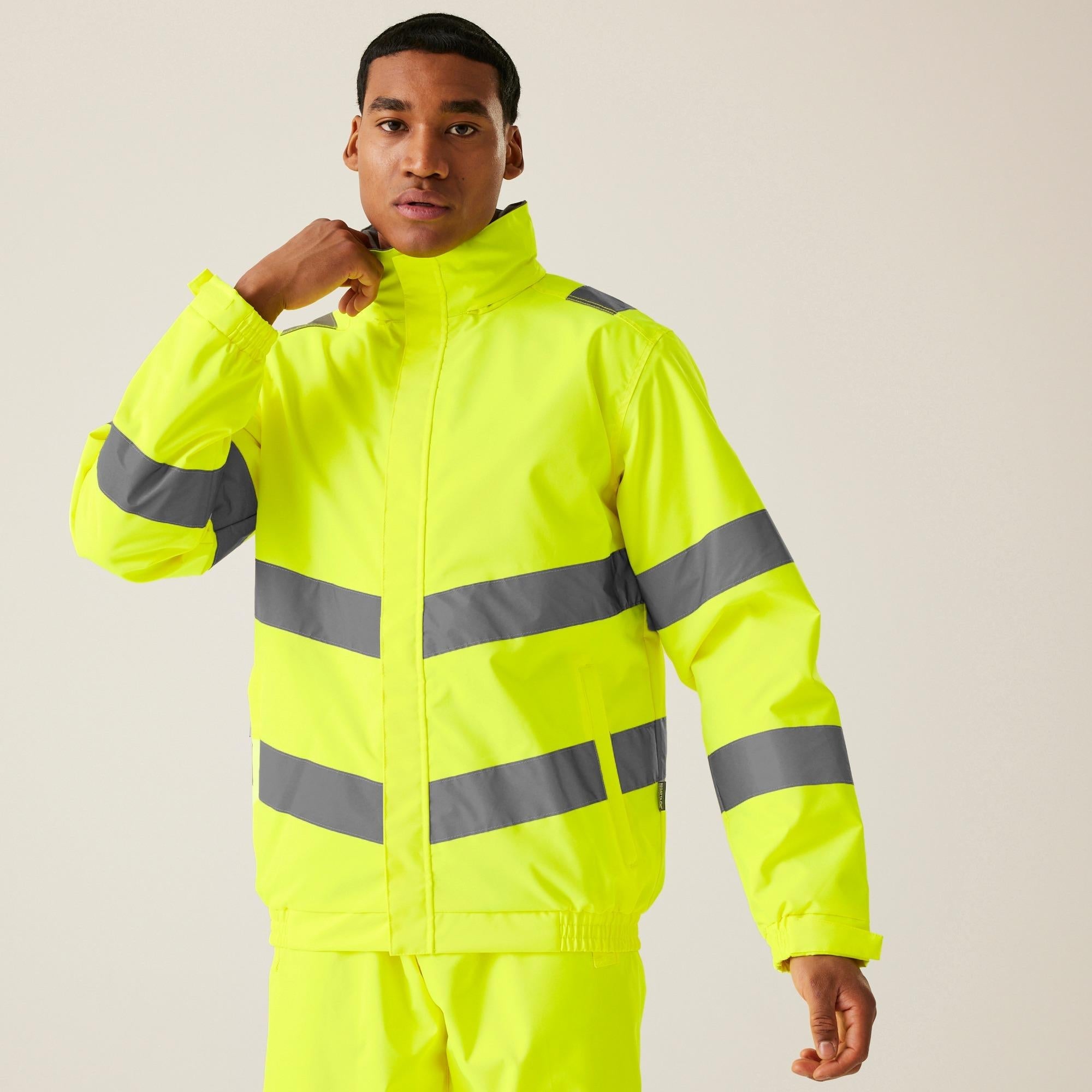 Regatta Pro Contract Dover high visibility yellow waterproof work coat