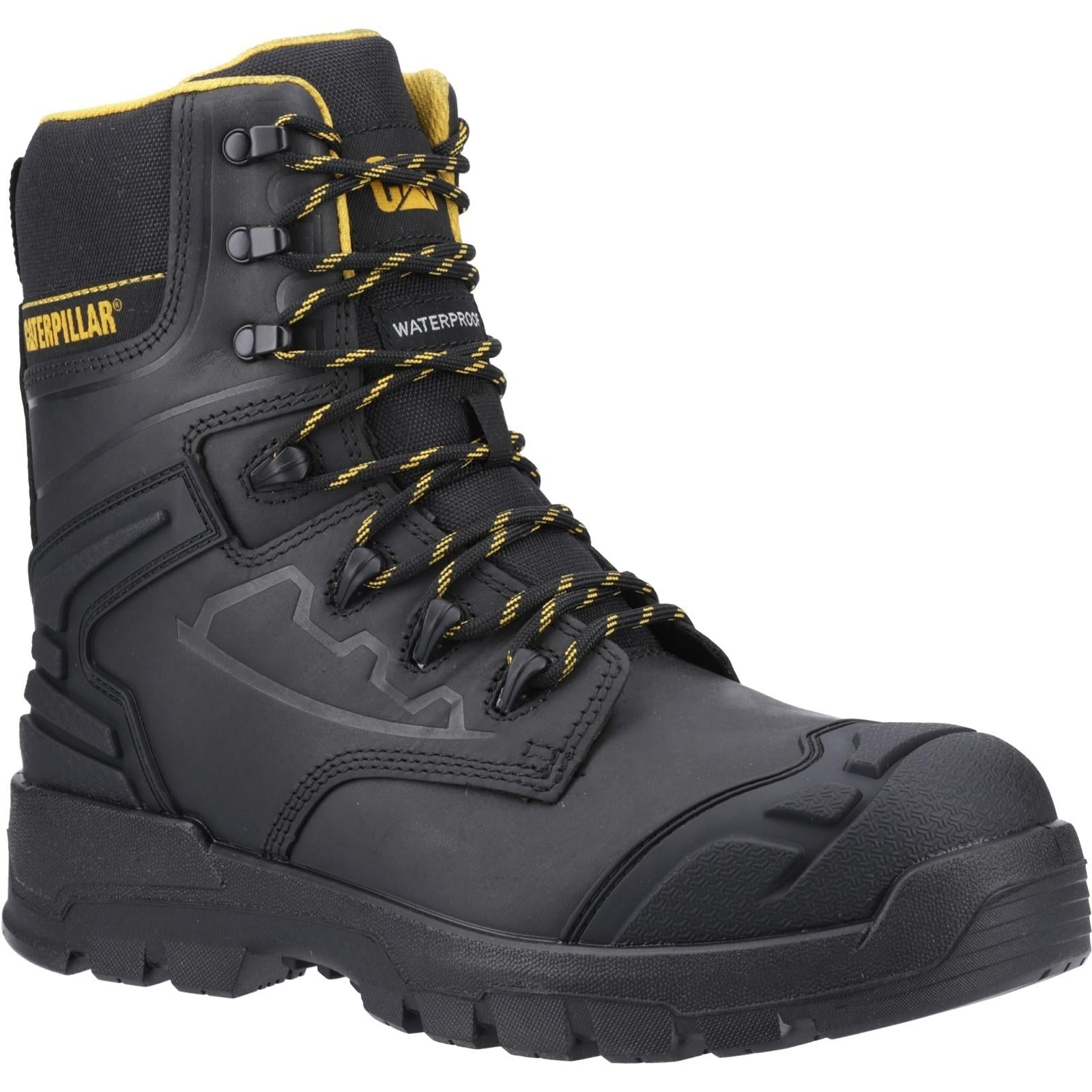 Caterpillar CAT Striver XL 8" black waterproof leather steel toe/midsole safety work boot