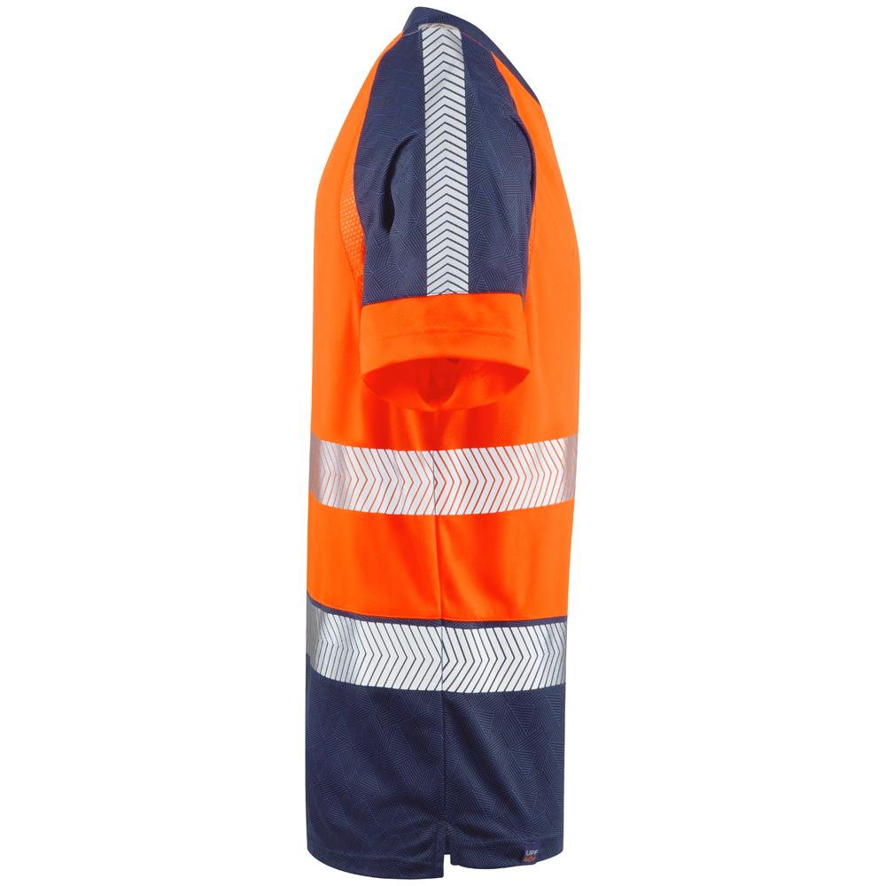 Leo Forda EcoViz orange navy contrast high visibility work t-shirt #T16