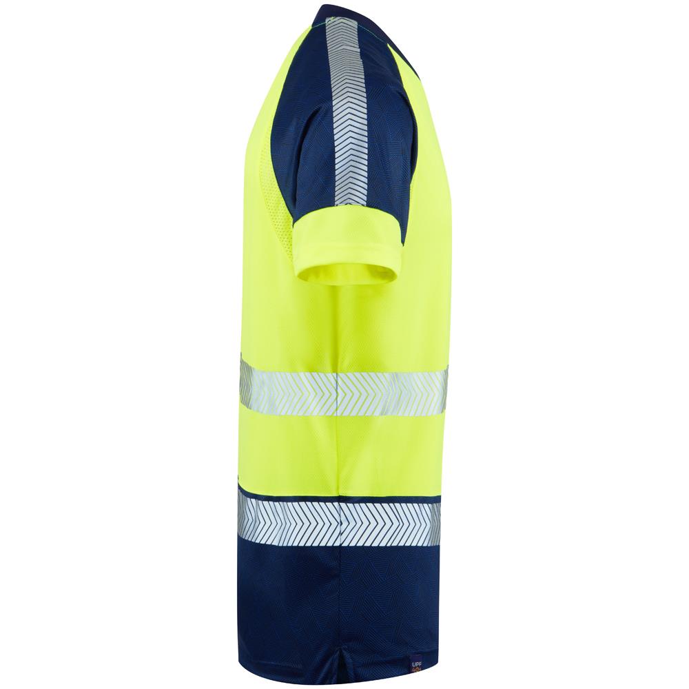 Leo Forda EcoViz yellow navy contrast high visibility work t-shirt #T16