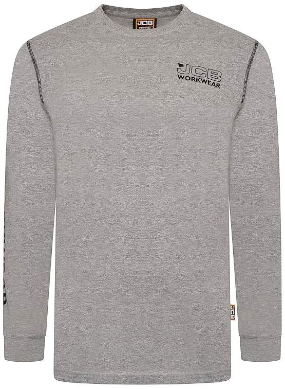 JCB Banner grey men's cotton long-sleeve work T-shirt #BT/G
