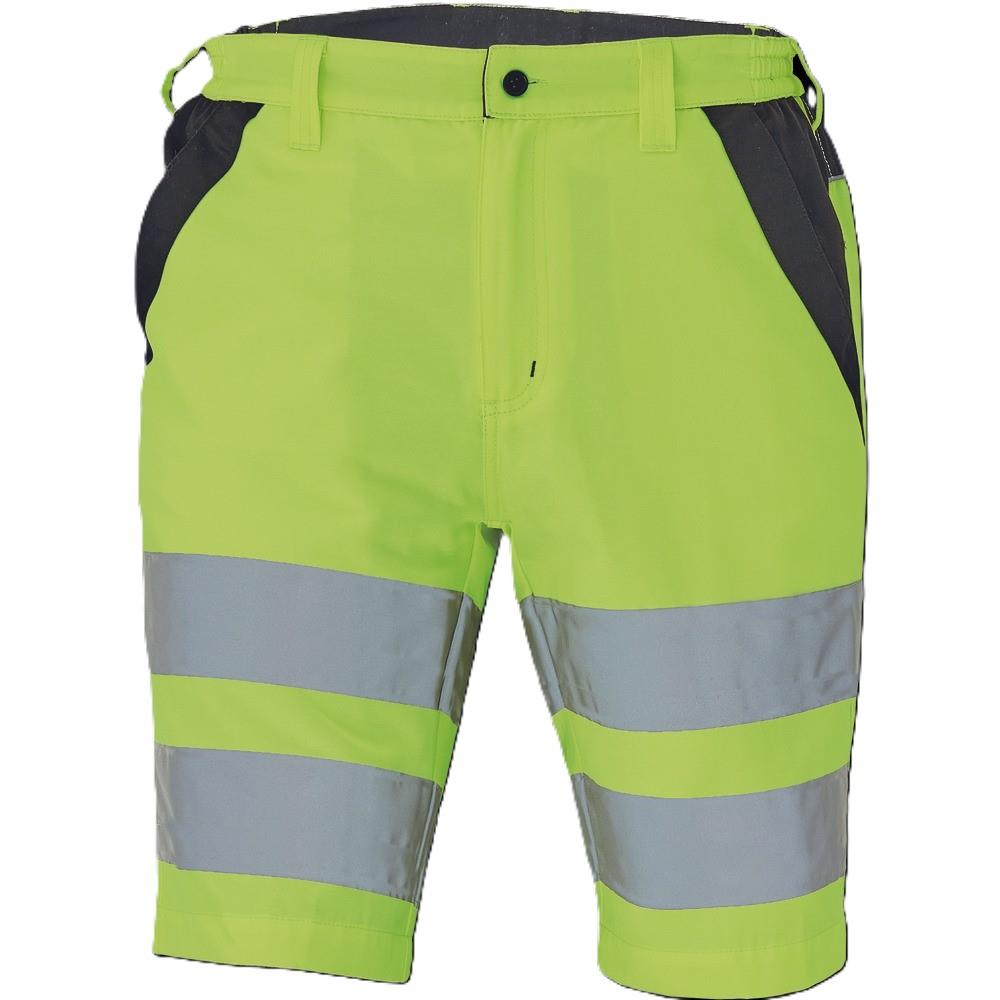 Cerva MAX VIVO HV high-visibility yellow men's polycotton multi-pocket work short
