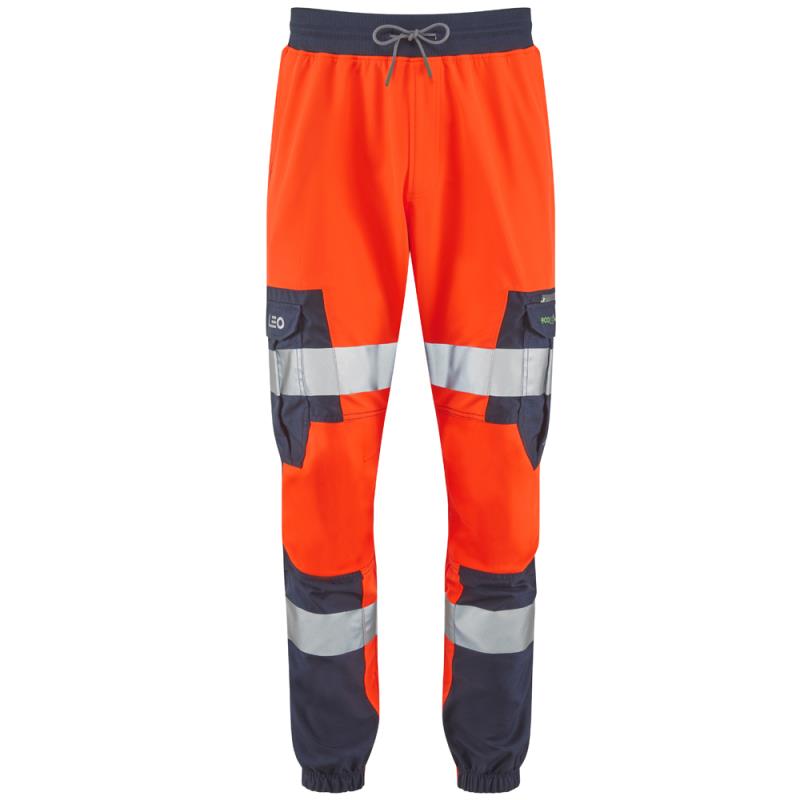 Leo Hawkcombe EcoViz orange high visibility work ballistic stretch trousers BT01
