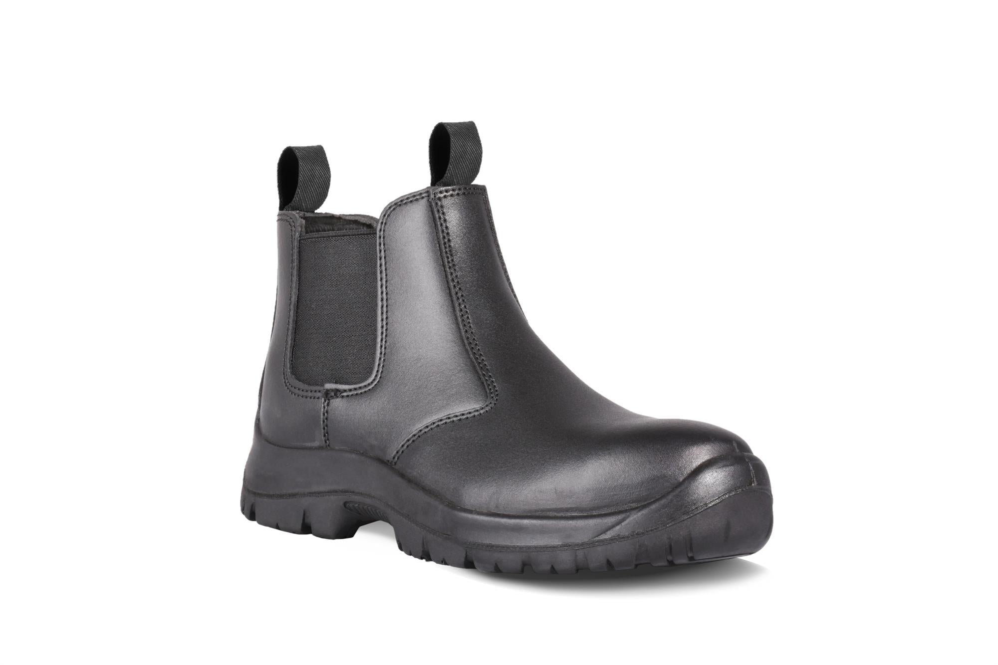 Titan Chelsea S3 unisex black leather steel toe/midsole safety dealer boot