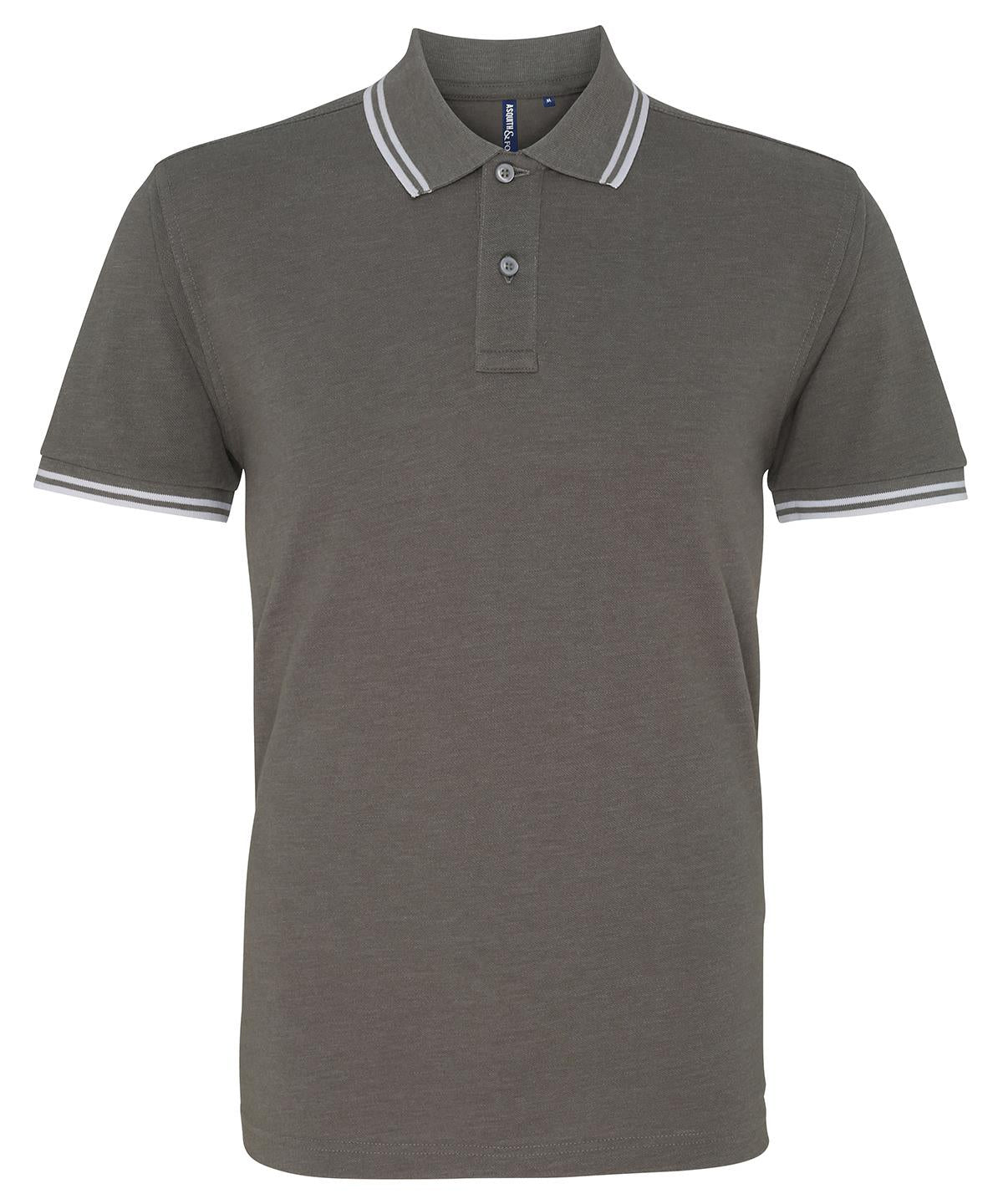 Asquith & Fox charcoal grey polo shirt with white tip