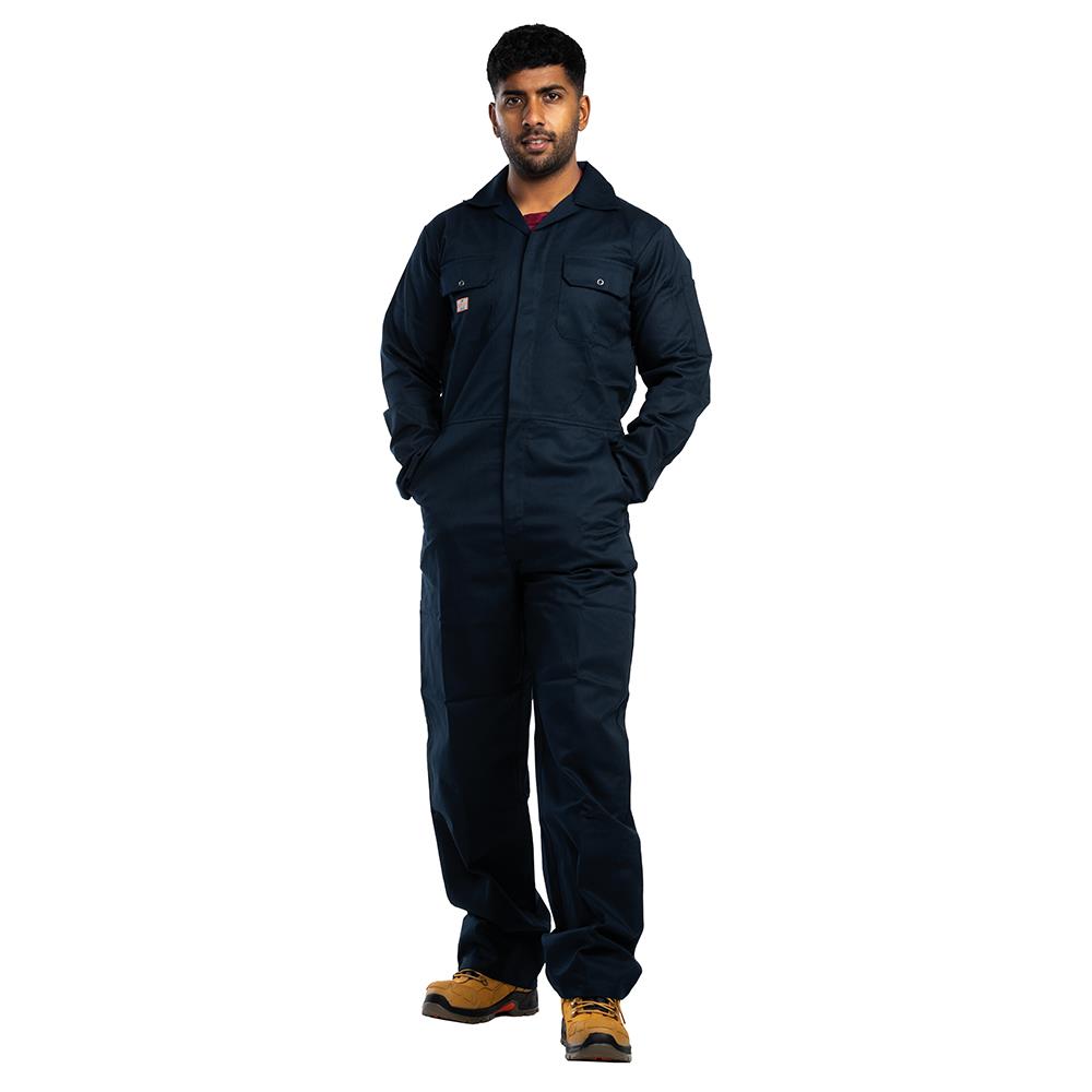 Unbreakable navy polycotton stud-front multi-pocket coverall #U275
