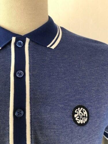 SKA & SOUL 2268 blue Oxford pique cotton polo shirt