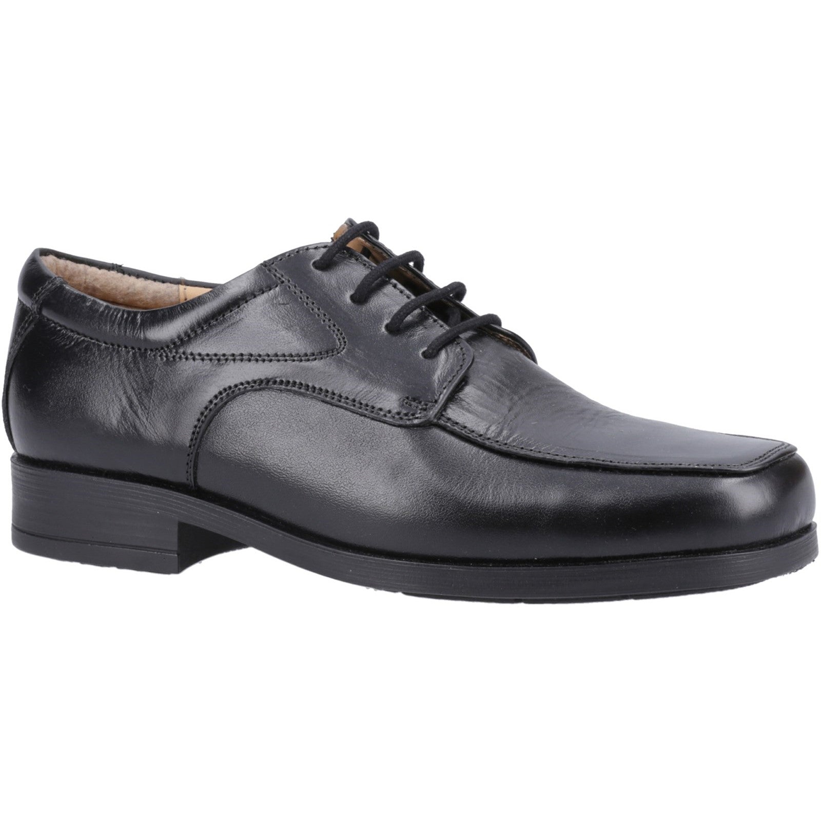 Amblers Birmingham black leather lace-up moccasin front Gibson shoe