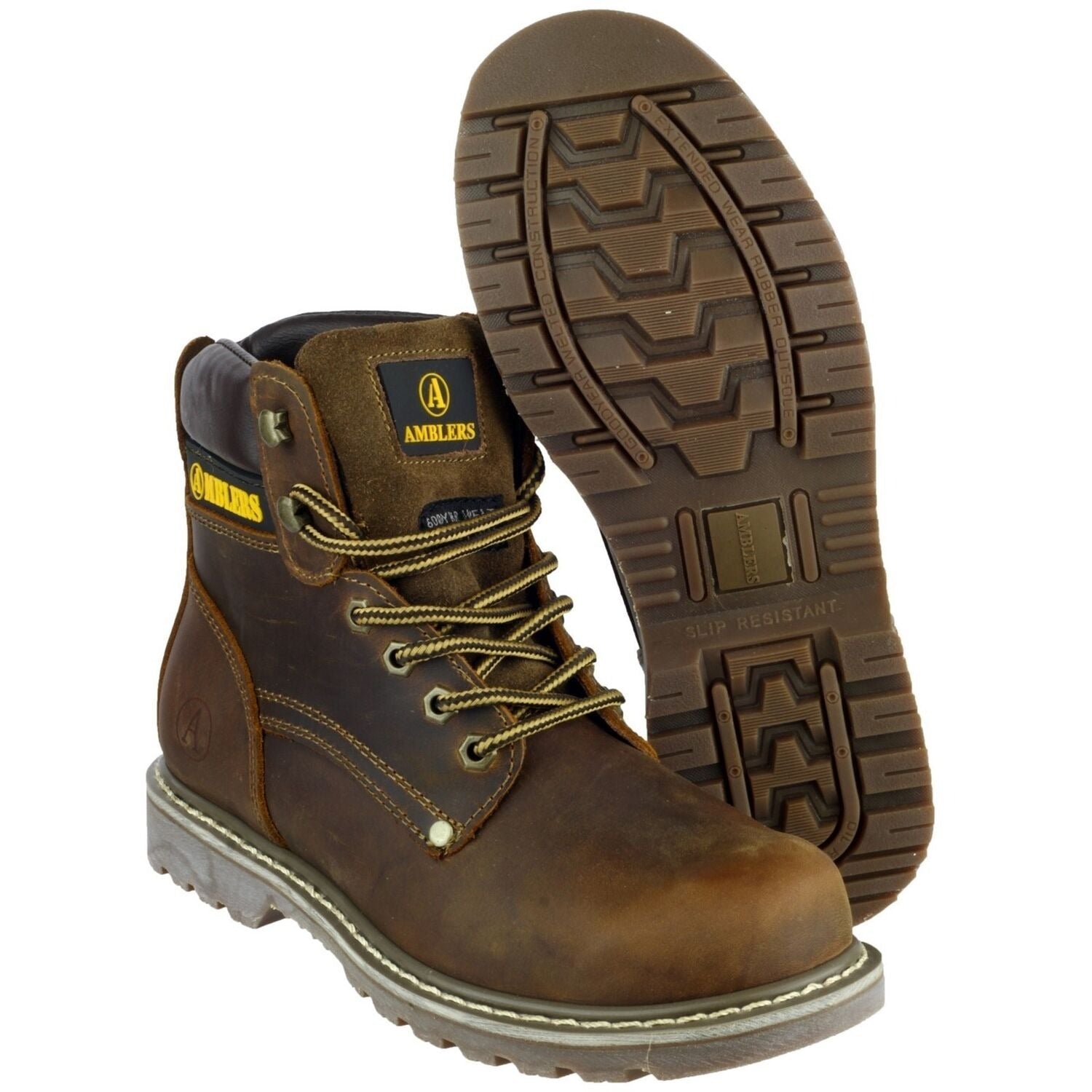 Amblers Dorking men's brown crazy horse leather lace-up soft-toe boot