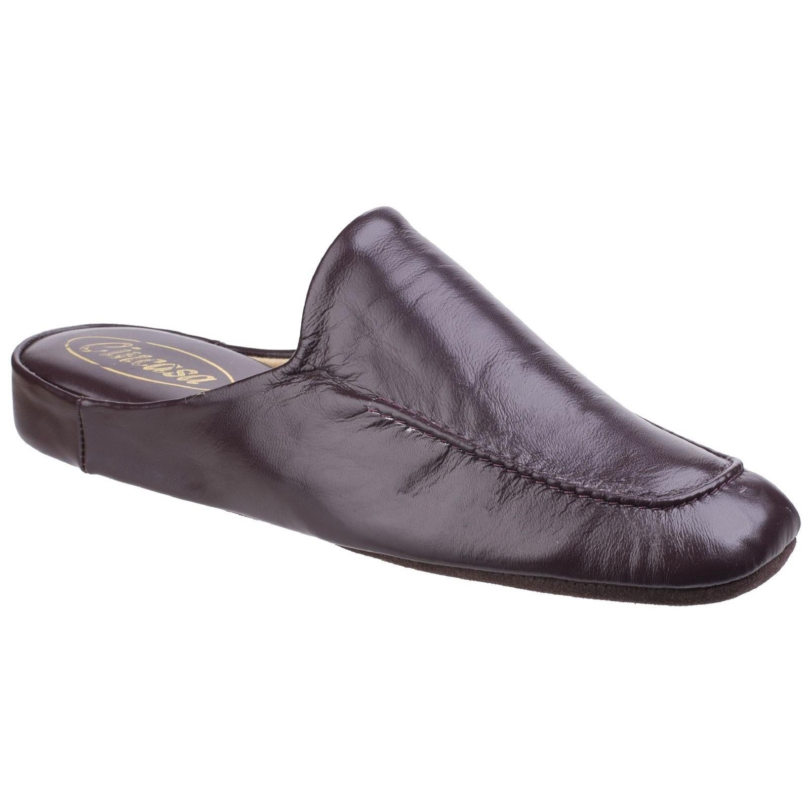 Cincasa Carlos men's wine leather lined slip-on classic house mule slipper