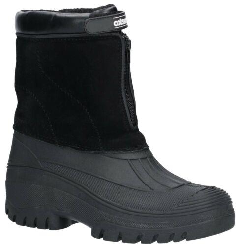Cotswold Venture men's black fur-lined waterproof front-zip winter boot