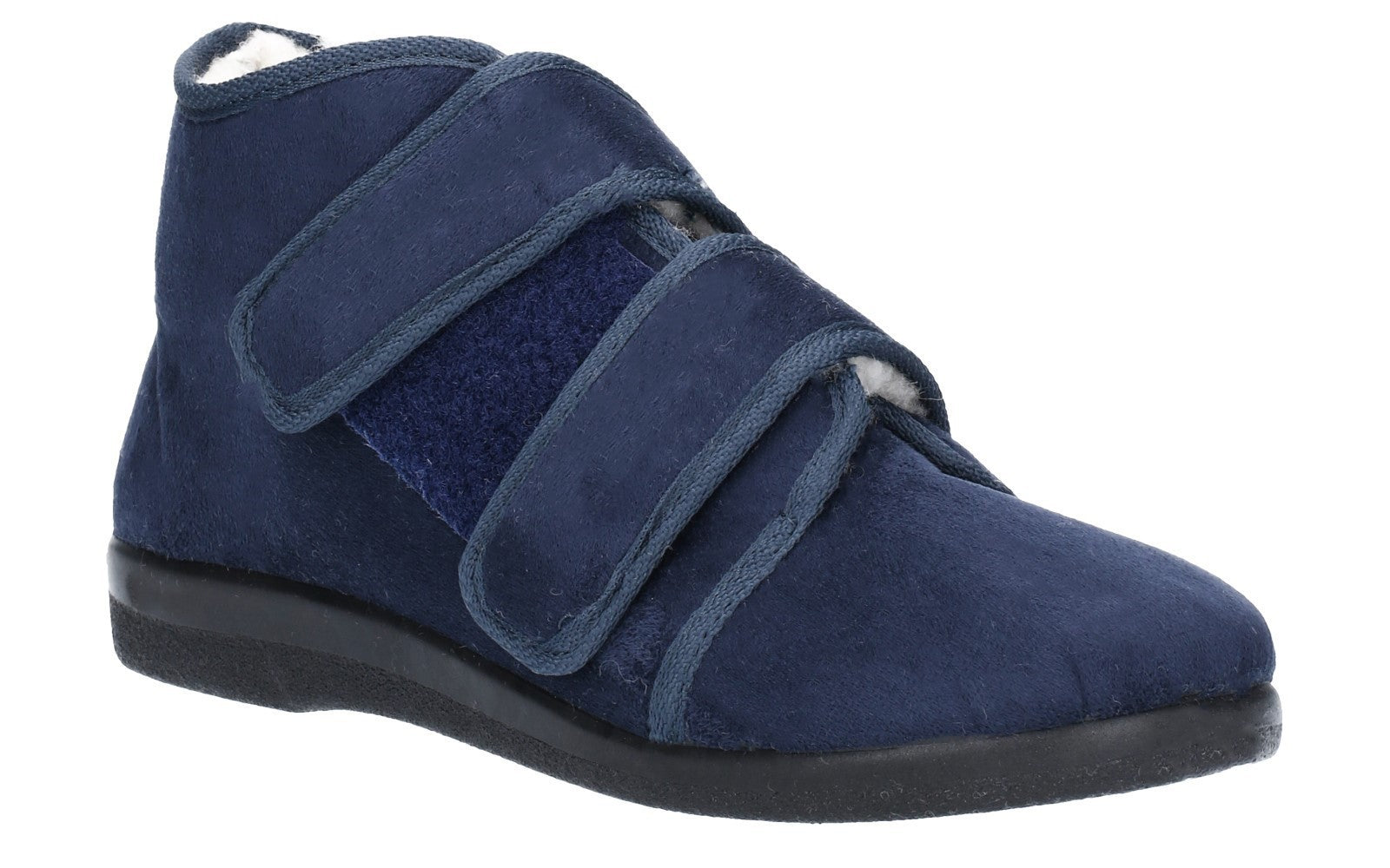 GBS Torbay unisex navy touch-fasten adjustable extra wide-fit medical slipper