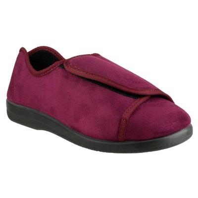 GBS Walton unisex burgundy touch-fasten adjustable extra wide-fit medical slipper