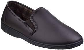 Fleet & Foster Visa men's brown PU twin-gusset classic slipper