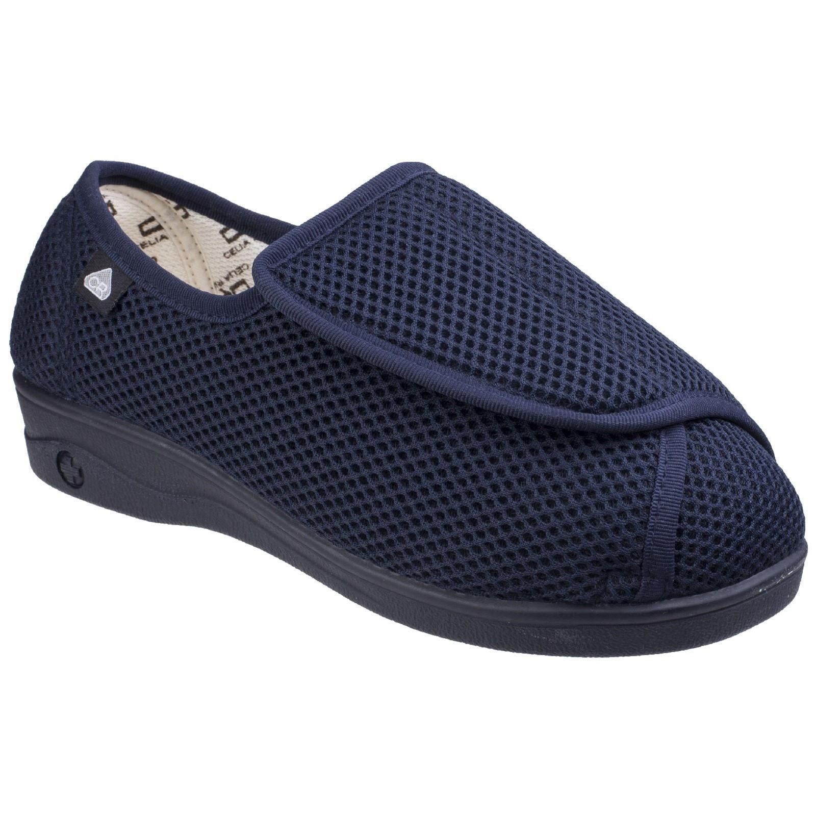 Celia Ruiz women's navy touch-fasten adjustable extra wide-fit medical slipper #300
