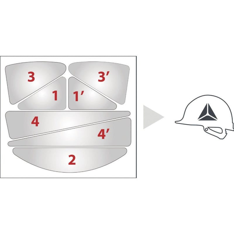Delta Plus self-adhesive silver reflective helmet stickers - 7 per helmet