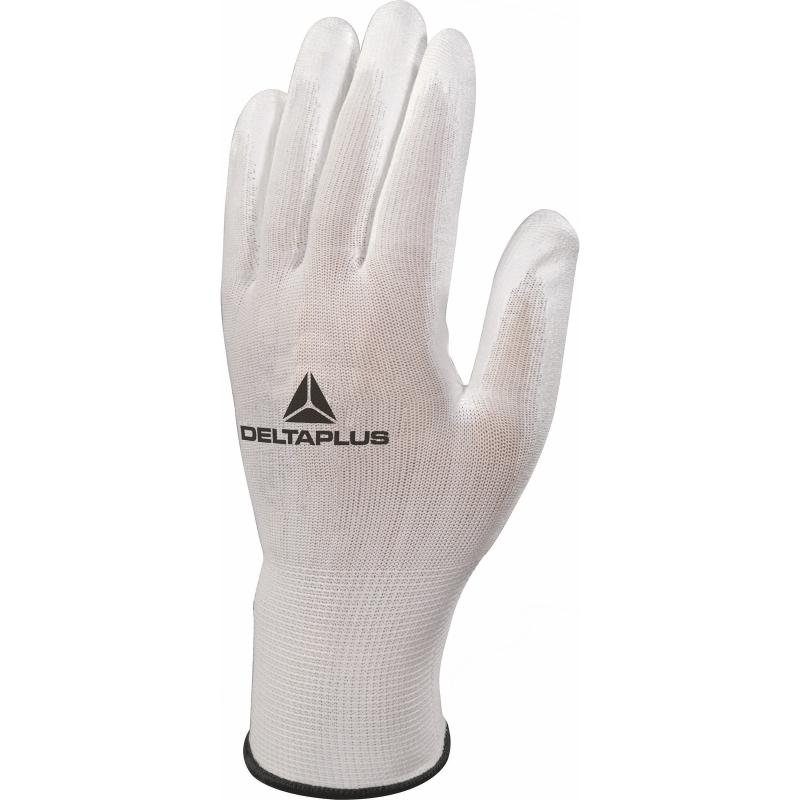 Delta Plus white PU palm seamless knitted glove EN388 3121X #VE702