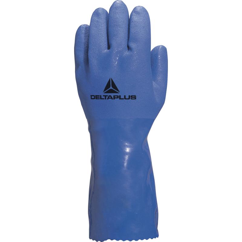 Delta Plus PVC/cotton chemical 30cm rough grip gauntlet #VE780