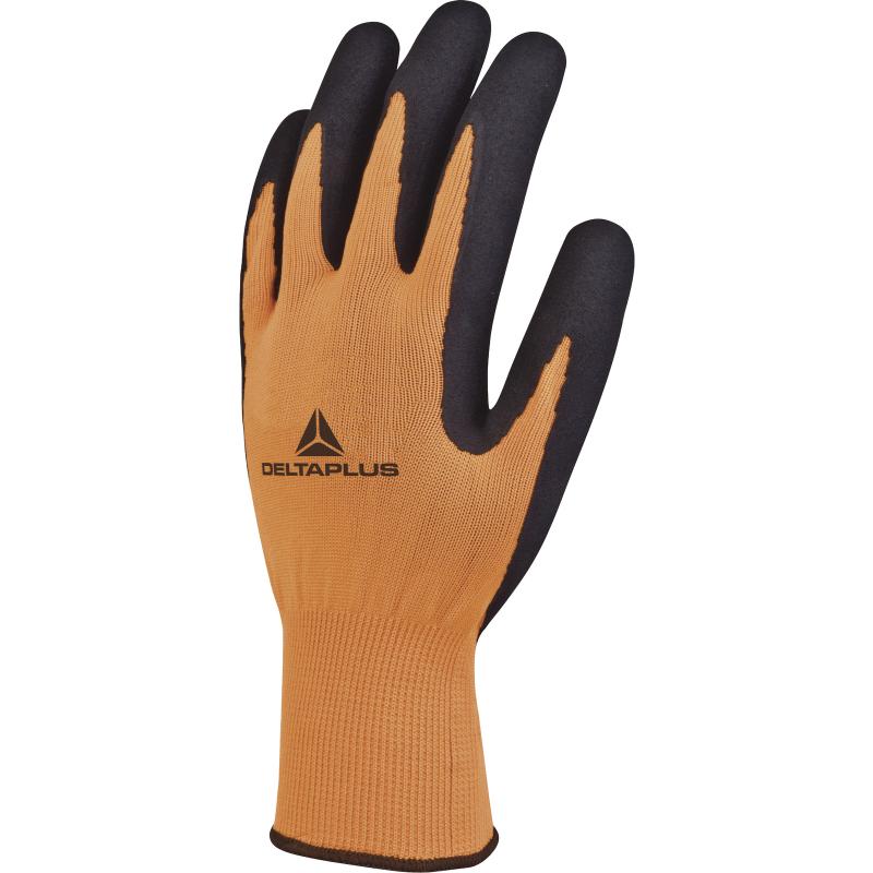 Delta Plus Apollon latex foam coated high visibility orange work glove #VV733