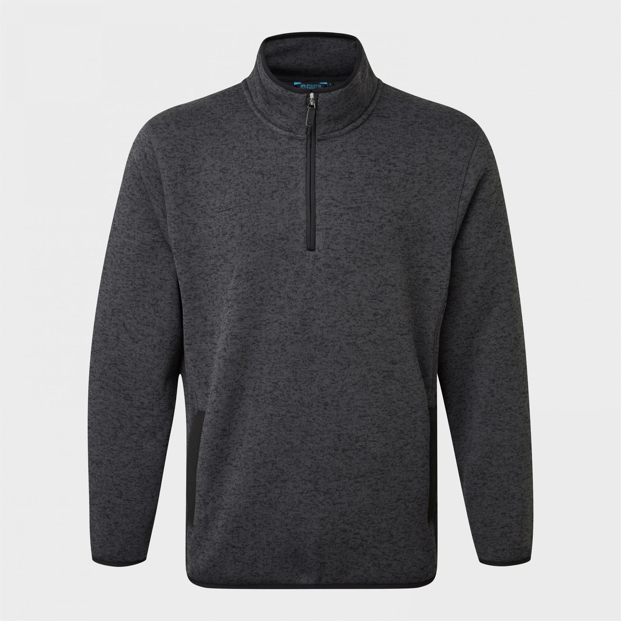 Fort Easton men's grey knitted marl/fleece inner quarter-zip sweatshirt #238