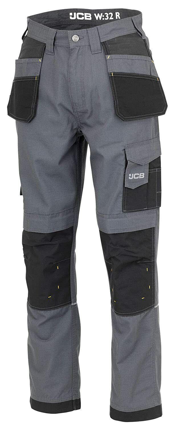 JCB Trade Plus grey/black rip stop holster knee pad pockets work trousers