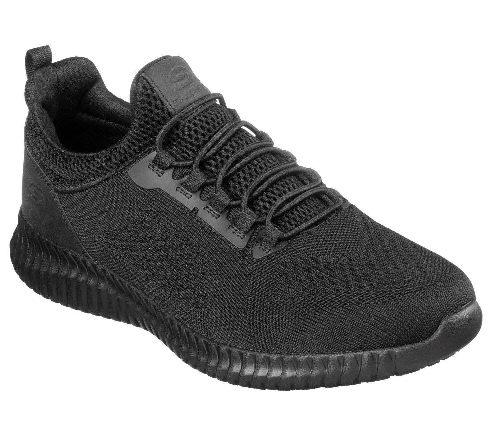 Skechers Cessnock men's black memory-foam soft-toe work trainer #SK77188EC