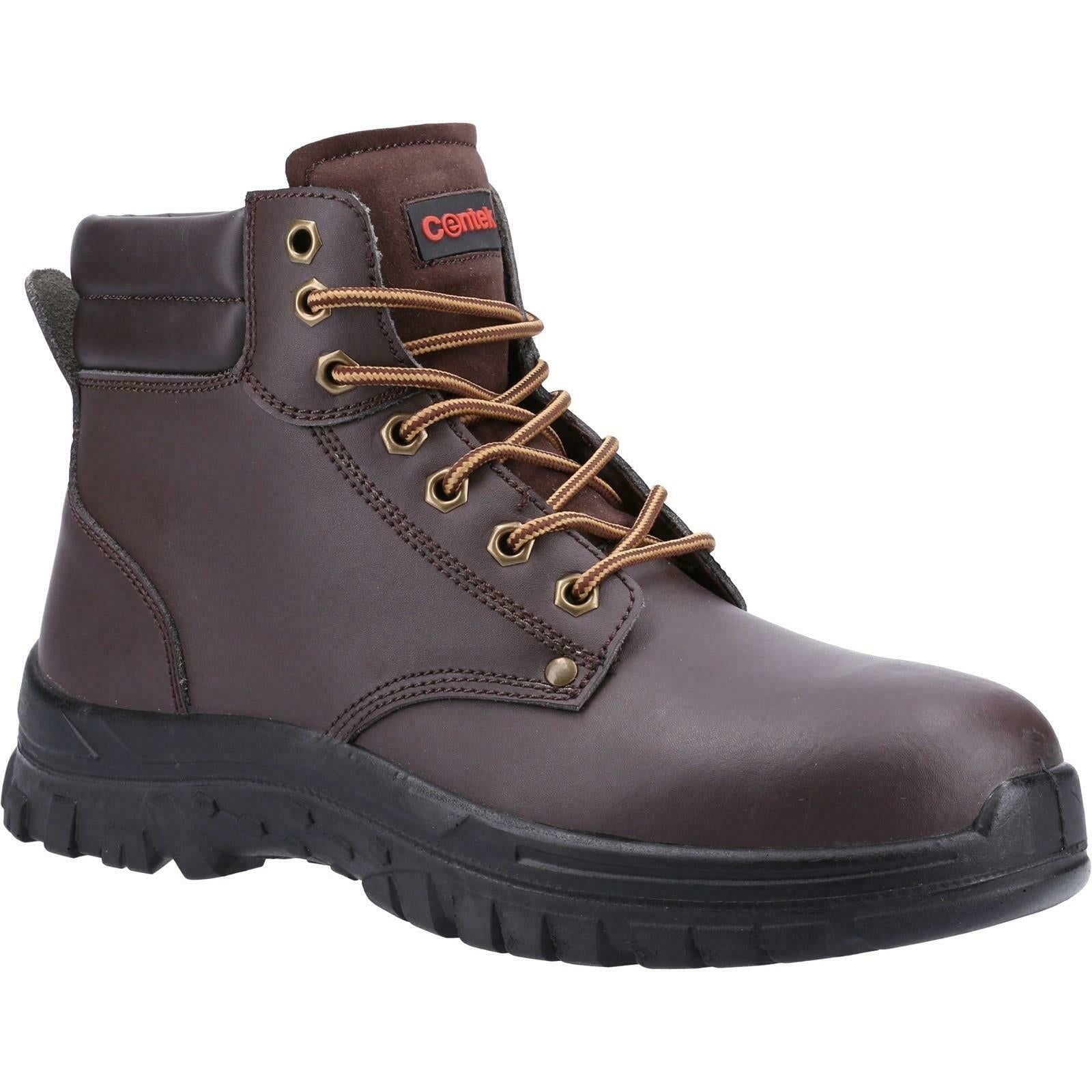 Centek S3 brown water-resistant steel toe/midsole safety work boots #FS318