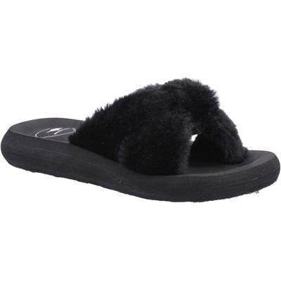 Rocket Dog Slade Winette black faux-fur sandal slip-on slipper