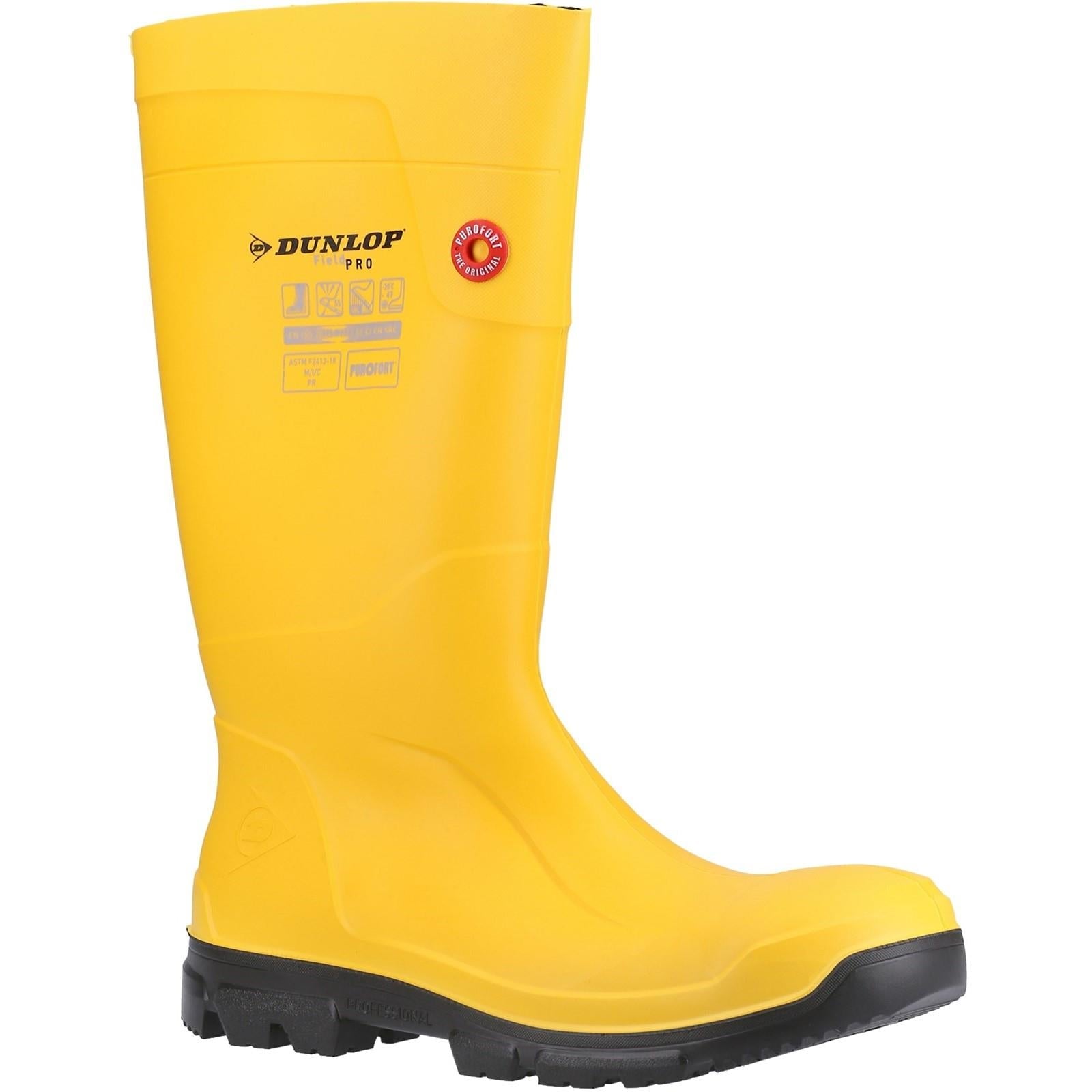 Dunlop FieldPro S5 yellow steel toe/midsole waterproof safety wellington boot #LJ2JF01