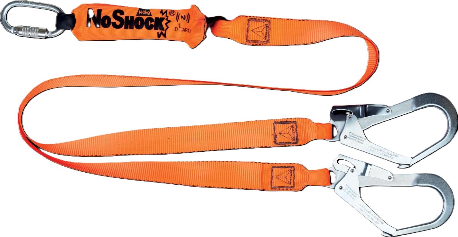 Delta Plus twin 2m shock absorber webbing lanyard with scaffold hooks #AN213200ZDD
