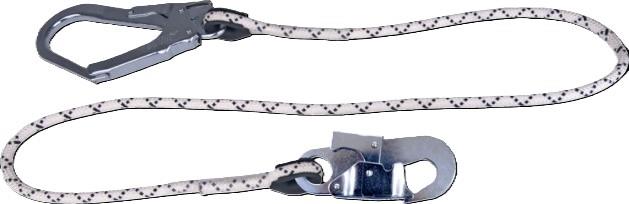 Delta Plus 1.5 metre braided rope lanyard with scaffold hook and snap lock