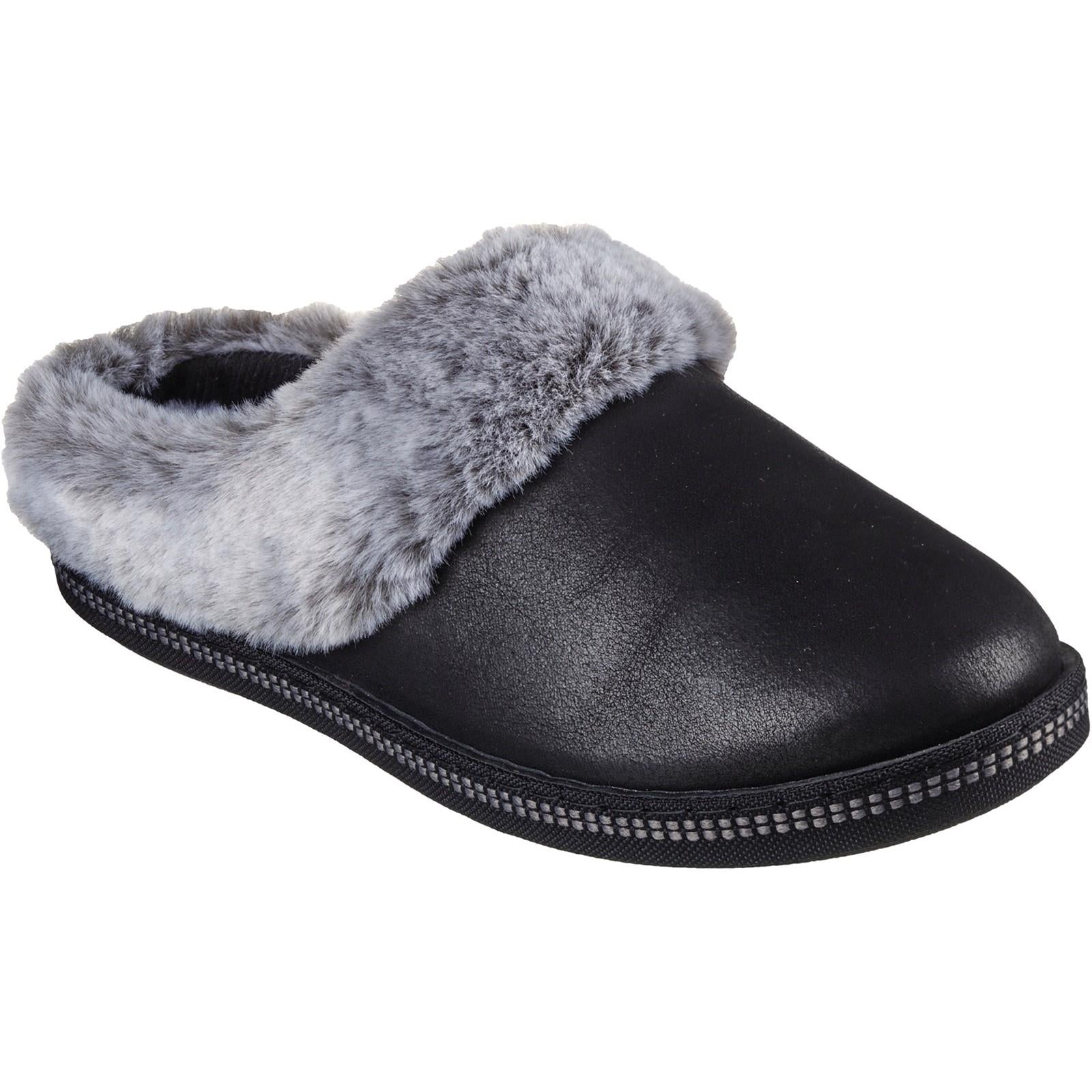 Skechers Cozy Campfire Lovely Life women's black vegan mule slipper #SK167625