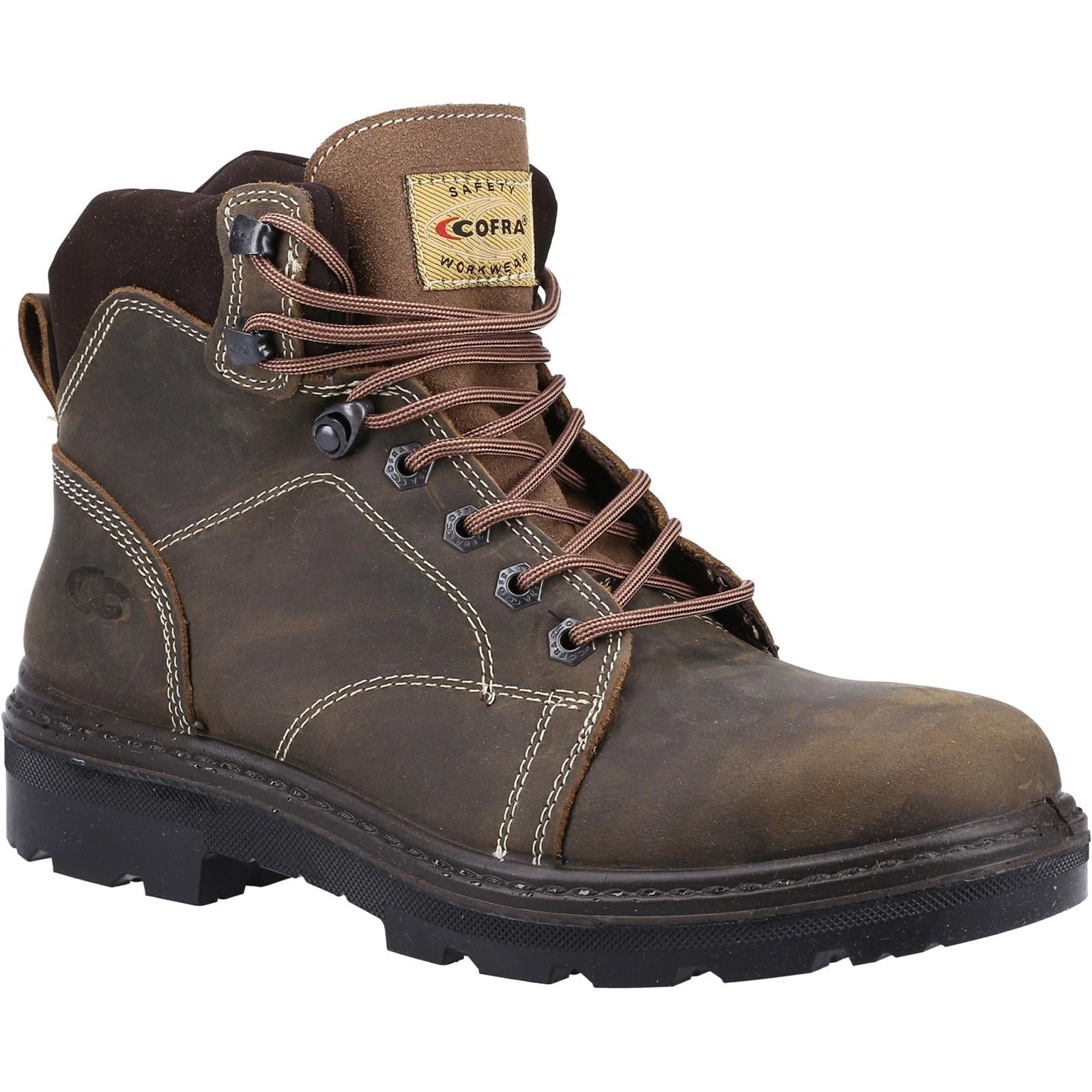 Cofra Land BIS S3 brown water resistant steel toe lace up work safety boots