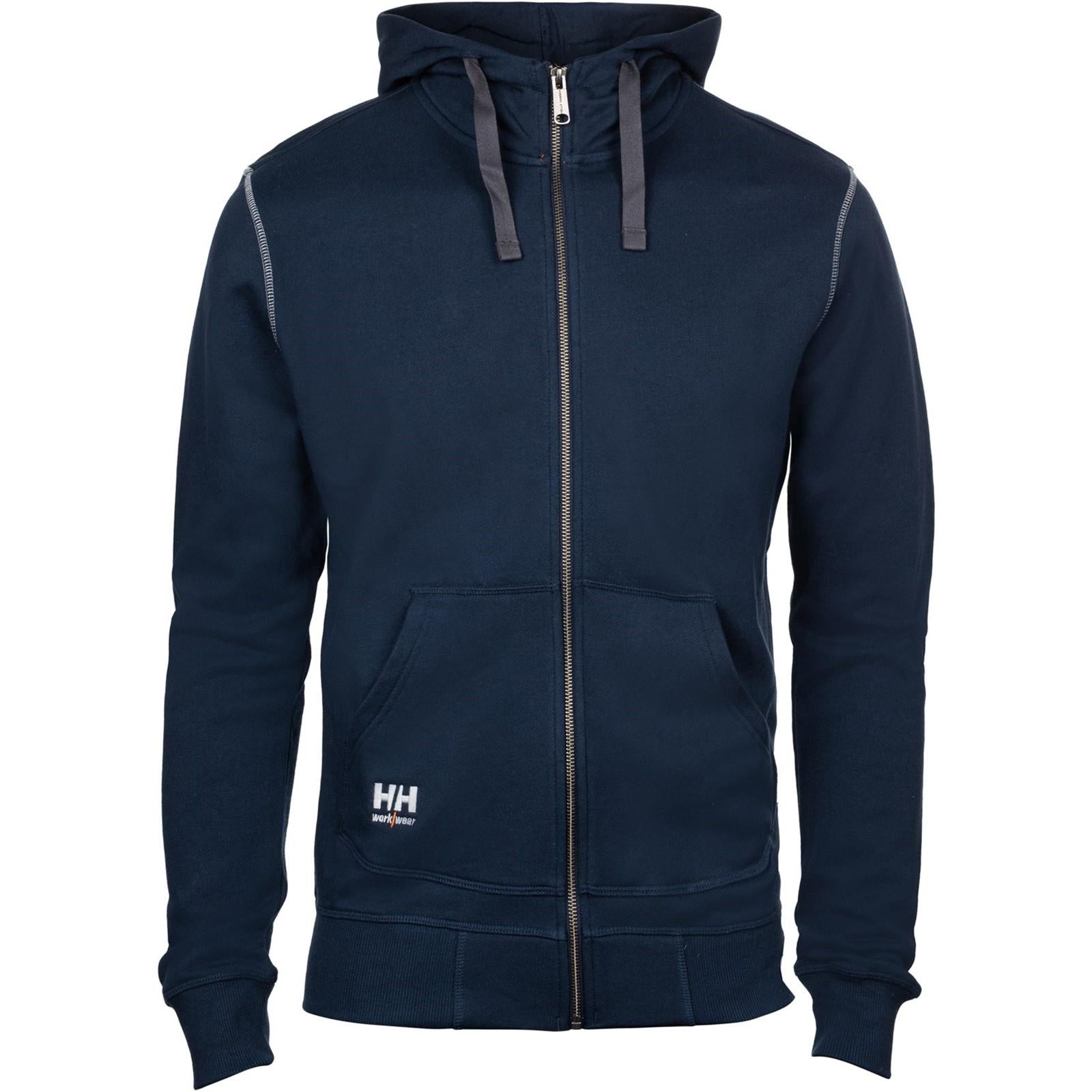 Helly Hansen Oxford navy blue cotton full-zip hoodie hooded sweatshirt