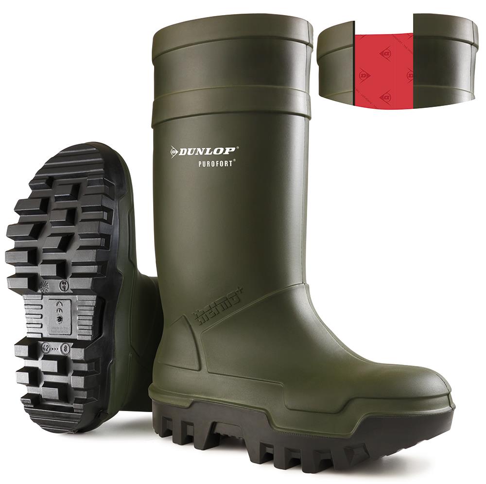 Dunlop Purofort Thermo+ green steel toe/midsole safety wellington boot #C662933