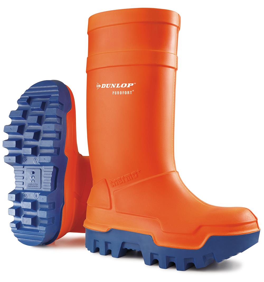 Dunlop Purofort Thermo+ orange steel toe/midsole safety wellington boot #C662343