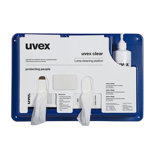Uvex spectacle/goggle lens cleaning station - wall-mounted