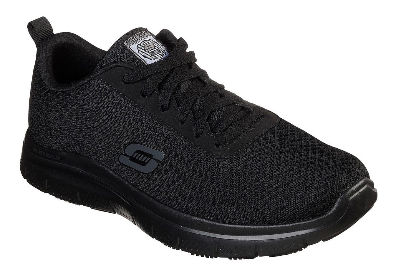 Skechers Flex-Advantage Bendon men's black soft-toe occupational work trainer #SK77125EC