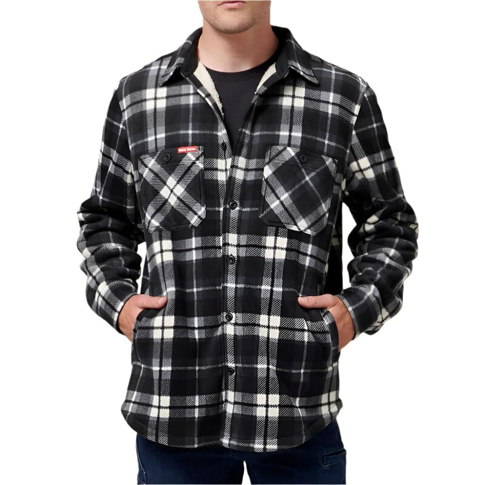 Hard Yakka Sherpa Tornado plaid fleece work shirt jacket