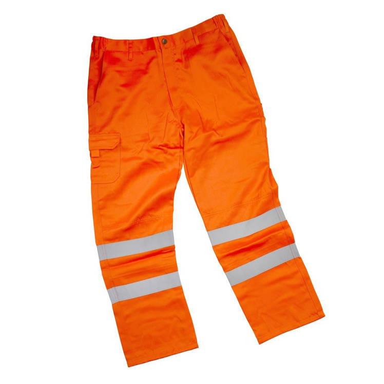 Warrior Hi-Vis orange comfortable polycotton work trousers #0118DWHV04SO