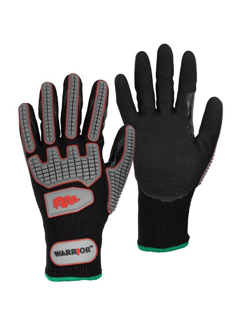 Warrior grey/black TPR Cut E thermal anti-impact grip work glove - pair #GL070