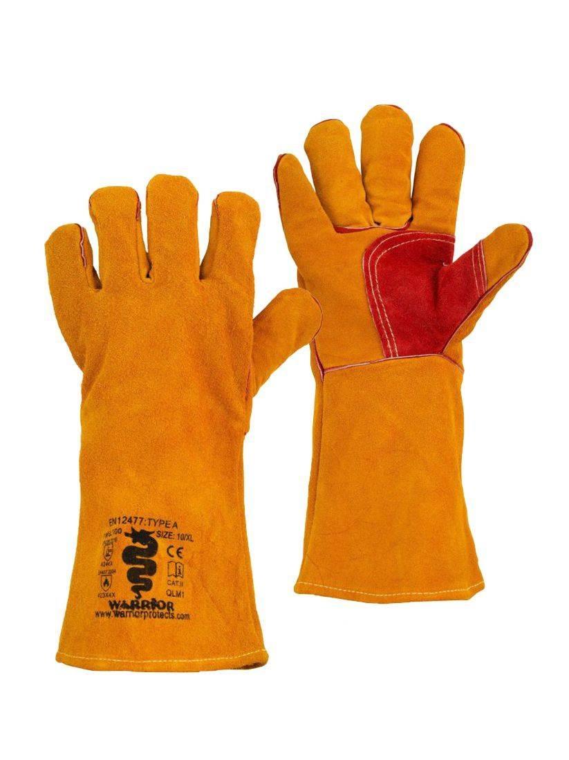 Warrior yellow reinforced palm leather welders gauntlet (6 pairs) #GL100