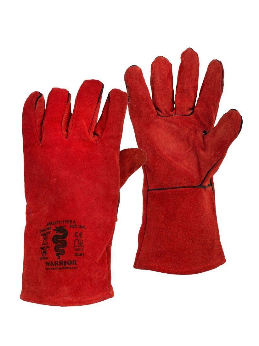 Warrior red cowhide welders gauntlet - 6 pairs #GL095
