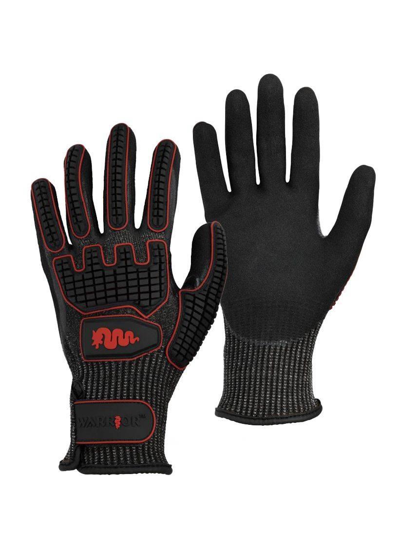 Warrior black TPR Cut F anti-impact grip work glove (pair) #GL030