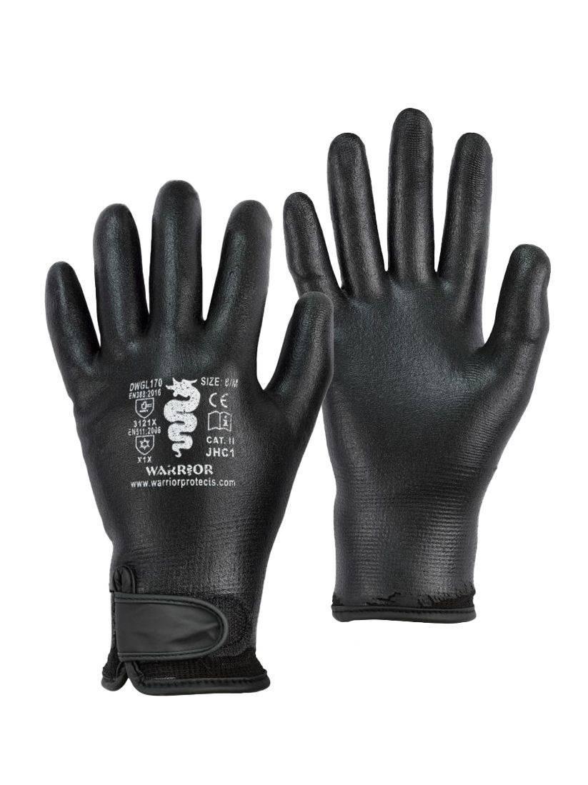 Warrior black foam nitrile thermal wet/dry grip work glove (pair) #GL170