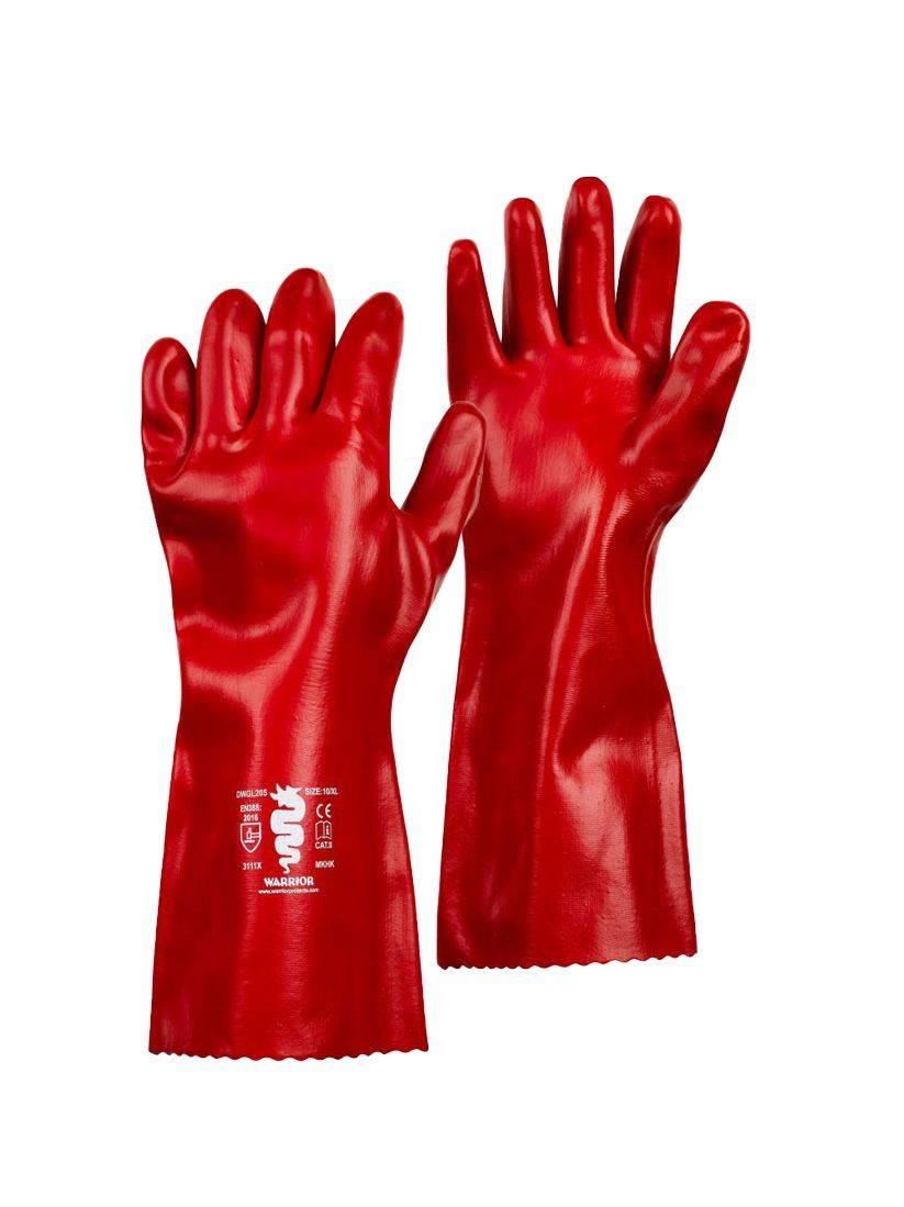Warrior red PVC 16" industrial work gauntlet (6 pairs) #GL205