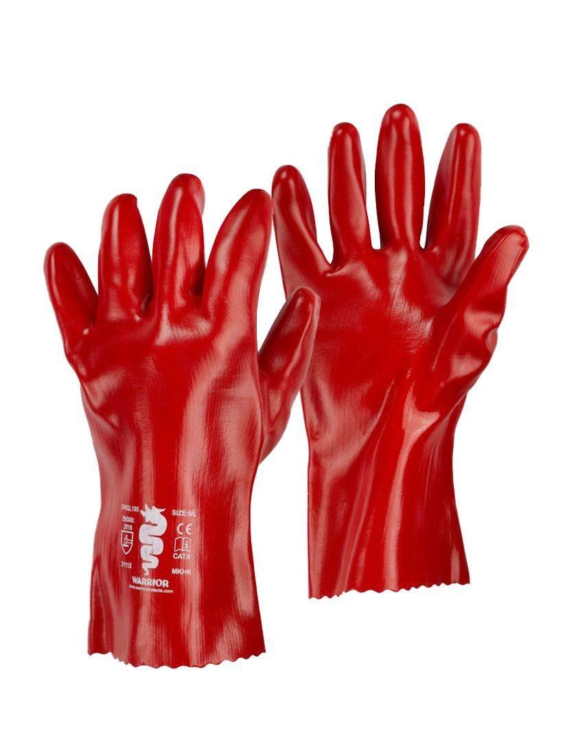 Warrior red PVC 11" industrial work gauntlet (12 pairs) #GL195